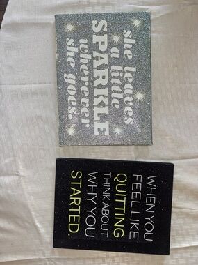 Sparkle Inspirational Wall Art Duo - Glitter Canvas Signs